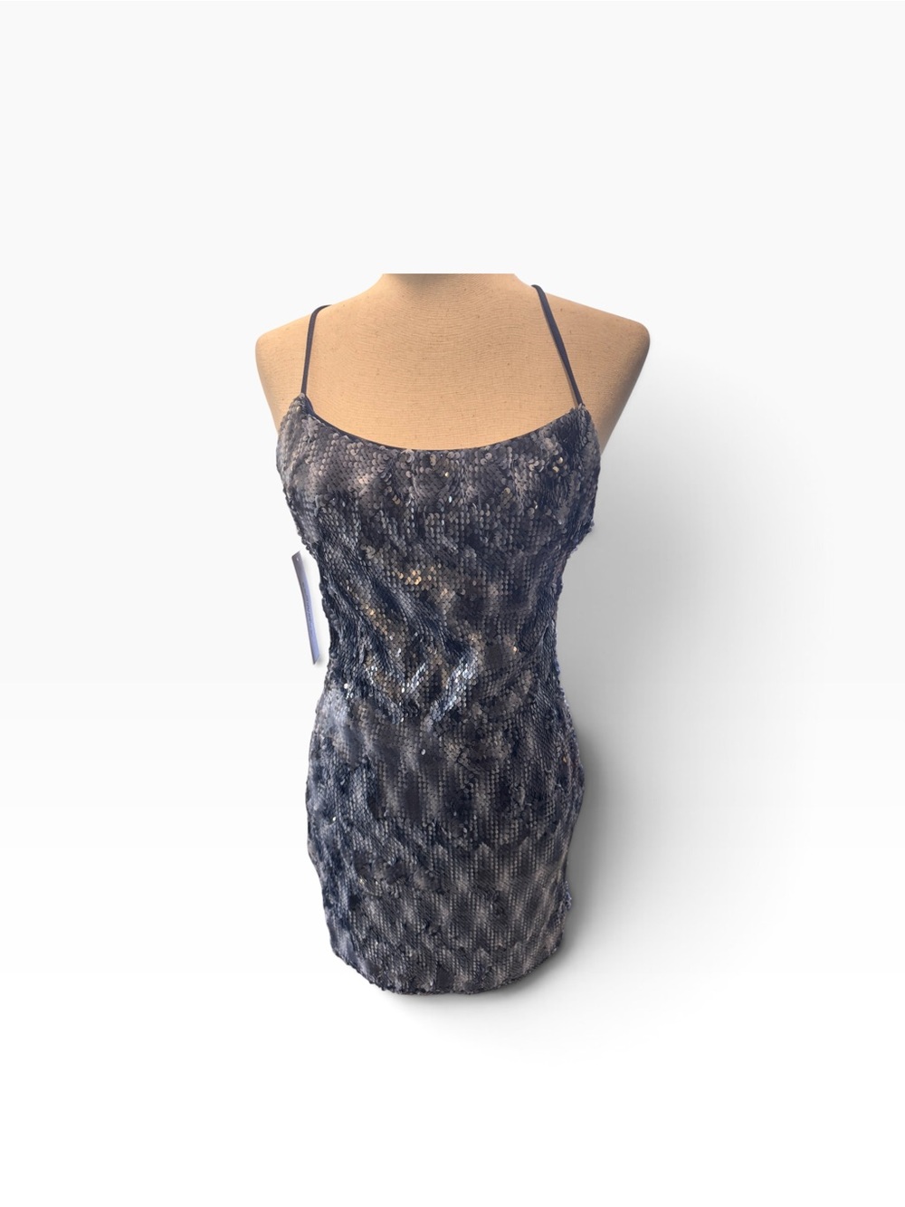 Sleeveless Sequin Slip Dress Blue Sequins Size 8